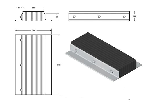 Poly Laminated Rubber Dock Bumper - 600 x 380 x 105 mm