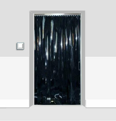 Solid Black Coloured Strip Curtains (Hook-on)