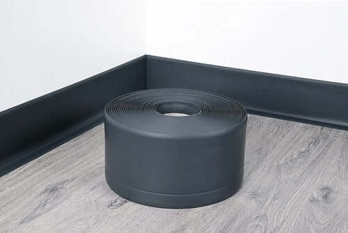 10M PVC Flexible Skirting Board 100mm x 25mm For Bathroom And Kitchen Surfaces